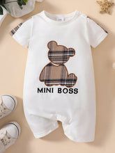 Load image into Gallery viewer, Baby MINI BOSS Bear Graphic Short Sleeve Jumpsuit
