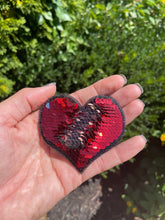 Load image into Gallery viewer, Reversible Sequin Heart Iron on Patch
