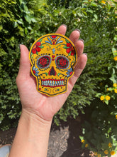 Load image into Gallery viewer, Large Sugar Skull Iron on Patch | 3 Colors
