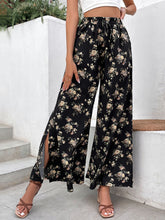 Load image into Gallery viewer, Floral Side Slit Wide Leg Pants
