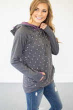 Load image into Gallery viewer, Violet Polka Dot Accent Hoodie

