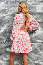Load image into Gallery viewer, Floral Frill Trim Plunge Flounce Sleeve Dress
