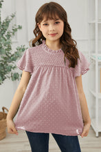 Load image into Gallery viewer, Girls Swiss Dot Smocked Flutter Sleeve Blouse
