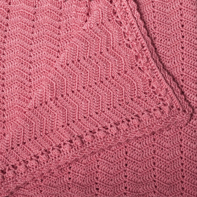 Blair Handmade Artisan Crocheted Baby Blanket in Blush