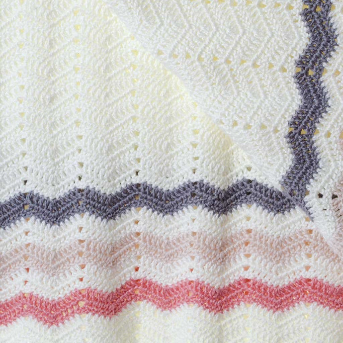 Piper Handmade Artisan Crocheted Baby Blanket in Pink Stripe
