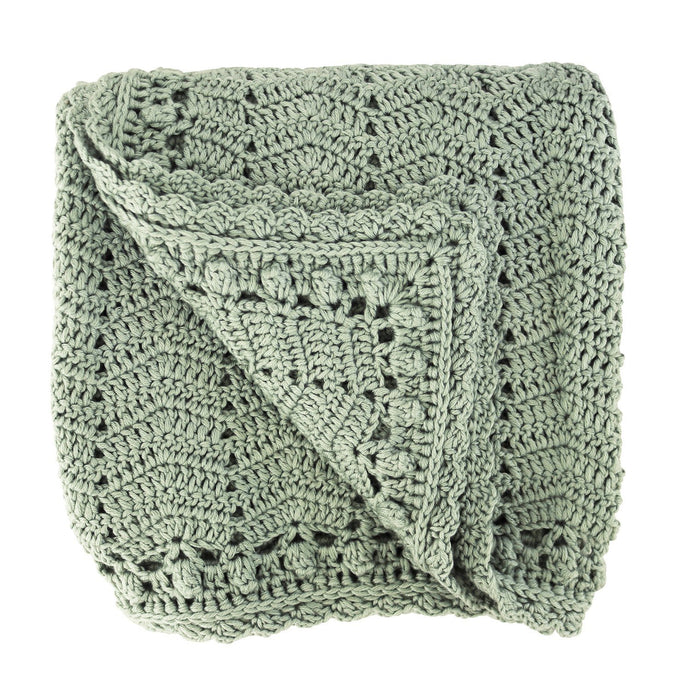 Shannon Handmade Artisan Crocheted Baby Blanket in Sage