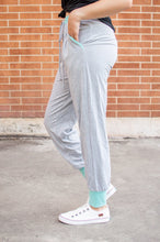 Load image into Gallery viewer, Accent Joggers | Heather Grey &amp; Teal
