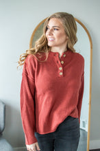 Load image into Gallery viewer, Model wearing henley sweater
