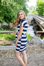 Load image into Gallery viewer, Dress with Pockets | Large Navy Stripes
