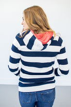 Load image into Gallery viewer, Bold Navy Stripe Double Hooded Sweatshirt
