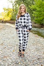 Load image into Gallery viewer, Black and White Buffalo Plaid Lounge Set
