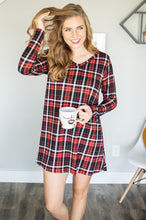 Load image into Gallery viewer, Lounge Dress | Black and Red Plaid
