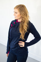 Load image into Gallery viewer, Navy and Magenta Accented Hoodie
