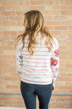 Load image into Gallery viewer, Model showing back view of floral sweatshirt.
