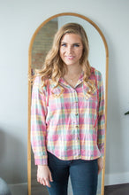 Load image into Gallery viewer, Model wearing hooded flannel shirt.

