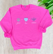 Load image into Gallery viewer, Hybrid PATCHED Peace Love Crewneck

