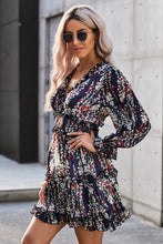 Load image into Gallery viewer, Floral Frill Trim Plunge Flounce Sleeve Dress
