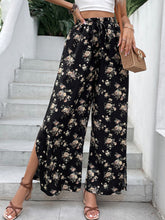 Load image into Gallery viewer, Floral Side Slit Wide Leg Pants
