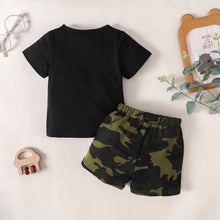 Load image into Gallery viewer, MAMA&#39;S BOY Graphic T-Shirt and Camouflage Shorts Set
