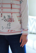 Load image into Gallery viewer, Sleeve detail on floral sweatshirt
