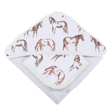 Load image into Gallery viewer, Wild Horses Hooded Towel and Washcloth Set
