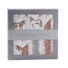 Load image into Gallery viewer, Wild Horses and Western Stripe Newcastle Blanket
