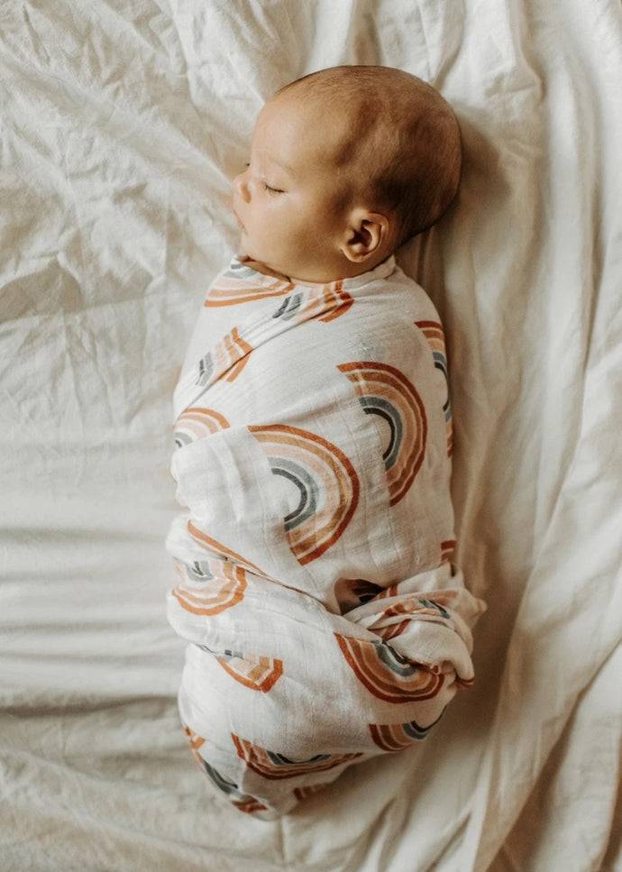 Rainbow Bamboo and Cotton Swaddle Blanket