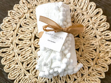 Load image into Gallery viewer, White Reilly Pom Muslin Swaddle Blanket
